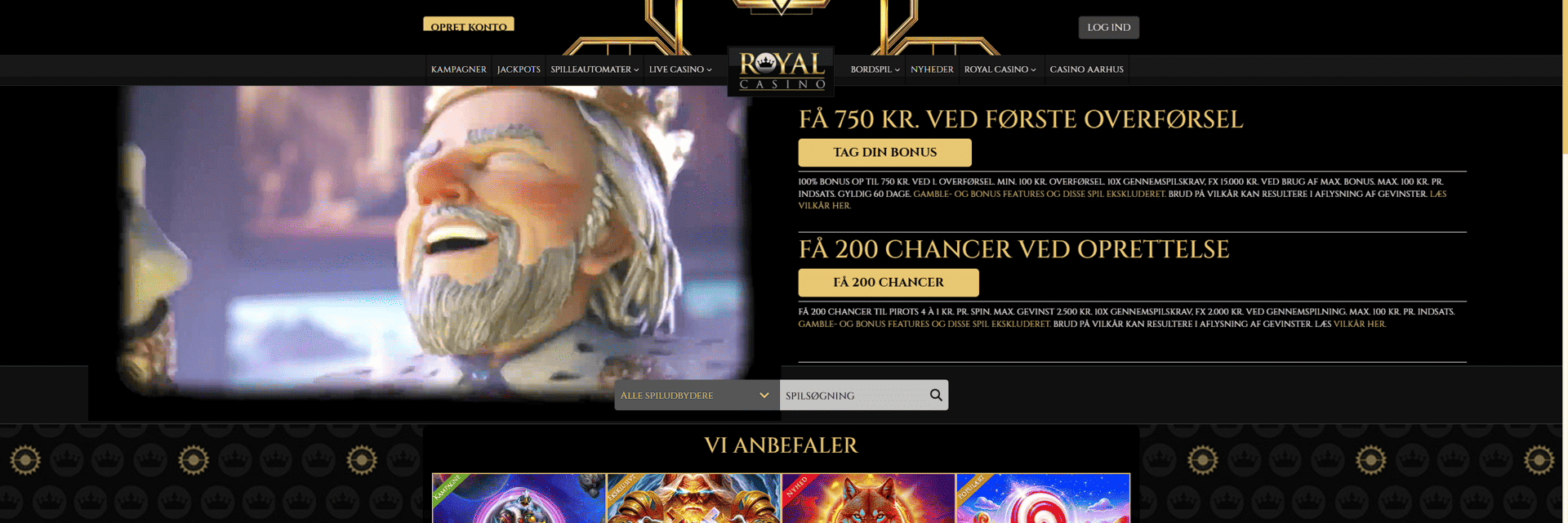 Screenshot of the RoyalCasino website
